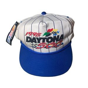 Vintage NWT Pinstripe NASCAR 1995 Daytona 500 Snapback Hat Cap White And Blue
